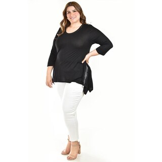 Foto 5 | Foto 5 | Blusa Asimetrica Con Detalles De Encaje Roman Fashion /tallas Extras, 274 (negro) Negro