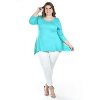 Blusa Asimetrica Con Detalles De Encaje Roman Fashion /tallas Extras, 274 (menta) Verde Claro