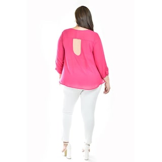 Foto 4 | Foto 4 | Blusa Con Abertura En Espalda Roman Fashion /talllas Extras, 8035 (fiusha) Fucsia