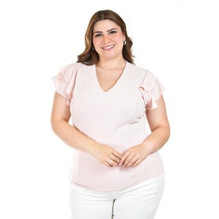 Foto 1 | Foto 1 | Blusa Con Volantes Roman Fashion / Tallas Extras, 1891 (rosa) Rosa