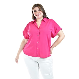 Foto 1 | Foto 1 | Blusa Casual Manga Corta Roman Fashion /tallas Extras, 5112 (fiusha) Multicolor