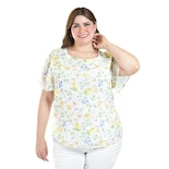 Blusa Estampada Con Moño Roman Fashion /tallas Extras, 5115 (amarillo) Amarillo
