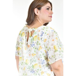 Foto 4 | Foto 4 | Blusa Estampada Con Moño Roman Fashion /tallas Extras, 5115 (amarillo) Amarillo