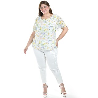 Foto 5 | Foto 5 | Blusa Estampada Con Moño Roman Fashion /tallas Extras, 5115 (amarillo) Amarillo