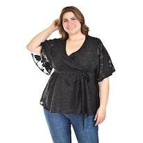 Blusa De Encaje Roman Fashion /tallas Extras, 5113 (negro) Negro