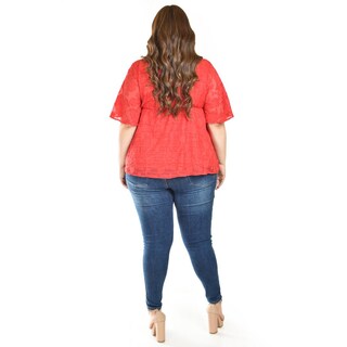 Foto 3 | Foto 3 | Blusa De Encaje Roman Fashion /tallas Extras, 5113 (rojo) Rojo