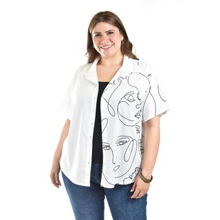 Foto 1 | Foto 1 | Blusa Estampado Único Roman Fashion Tallas Extras Blanco