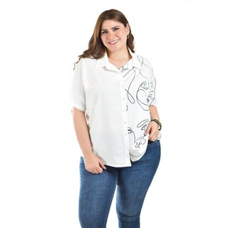 Foto 4 | Foto 4 | Blusa Estampado Único Roman Fashion Tallas Extras Blanco