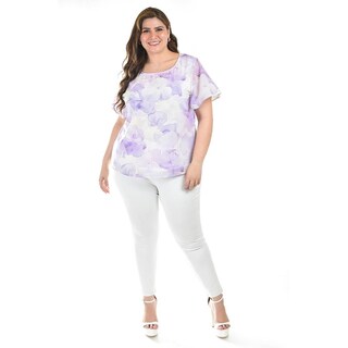Foto 5 | Foto 5 | Blusa Estampada Con Moño Roman Fashion /tallas Extras, 5115 (lila) Lila