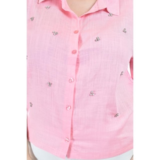 Foto 4 | Foto 4 | Blusa De Lino Con Pedrería Roman Fashion /tallas Extras, 5110 (rosa) Rosa