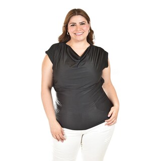 Foto 1 | Foto 1 | Blusa Con Cuello Drapeado Roman Fashion / Tallas Extras, 1740 (negro) Negro