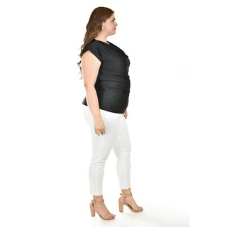Foto 2 | Foto 2 | Blusa Con Cuello Drapeado Roman Fashion / Tallas Extras, 1740 (negro) Negro