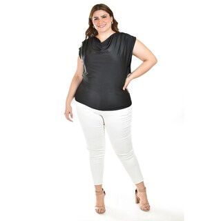 Foto 5 | Foto 5 | Blusa Con Cuello Drapeado Roman Fashion / Tallas Extras, 1740 (negro) Negro
