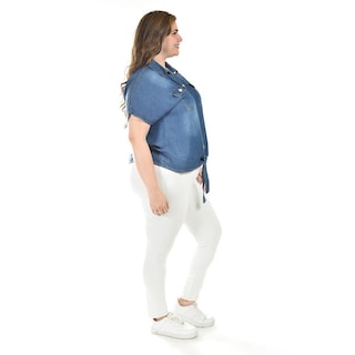 Foto 2 | Foto 2 | Blusa De Mezclilla Con Nudo Roman Fashion /tallas Extras, 5116 (mezclilla Dark) Azul