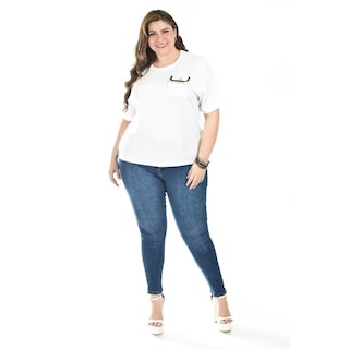 Foto 5 | Foto 5 | Blusa Con Detalle De Bolsillo Roman Fashion /tallas Extras, 5111 (blanco) Blanco