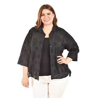 Foto 1 | Foto 1 | Blusa Bordada De Algodon Roman Fashion /tallas Extras, 3952 (negro) Negro