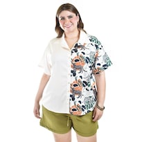 Blusa Estampado Unico Roman Fashion /tallas Extras, 5108 (cafe /jaguar) Cafe