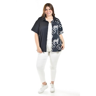 Foto 6 | Foto 6 | Blusa Estampado Unico Roman Fashion /tallas Extras, 5108 (negro /jaguar) Negro