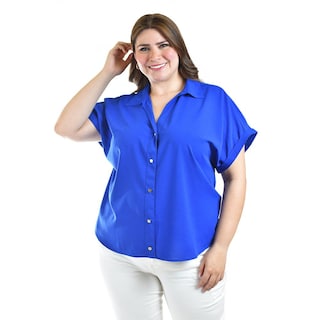 Foto 1 | Foto 1 | Blusa Casual Manga Corta Roman Fashion /tallas Extras, 5112 (azul Rey) Azul