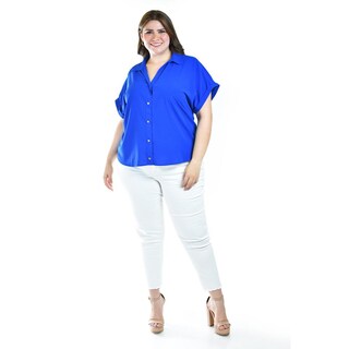 Foto 5 | Foto 5 | Blusa Casual Manga Corta Roman Fashion /tallas Extras, 5112 (azul Rey) Azul
