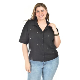 Foto 1 | Foto 1 | Blusa De Lino Con Pedrería Roman Fashion /tallas Extras, 5110 (negro) Negro