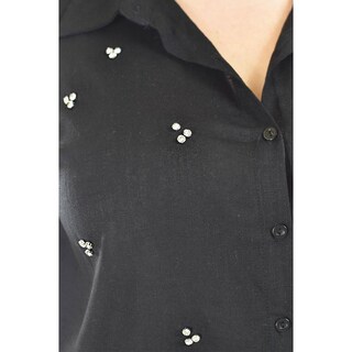 Foto 4 | Foto 4 | Blusa De Lino Con Pedrería Roman Fashion /tallas Extras, 5110 (negro) Negro