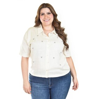 Foto 8 | Foto 8 | Blusa De Lino Con Pedrería Roman Fashion /tallas Extras, 5110 (negro) Negro