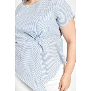 Foto 4 | Foto 4 | Blusa De Corte Asimetrico Roman Fashion /tallas Extras, 5107 (rayas Azul Marino) Azul Marino