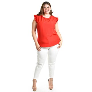Foto 5 | Foto 5 | Blusa Con Manga De Olan Y Moño En Espalda Roman Fashion /tallas Extras, 1888 (rojo) Rojo
