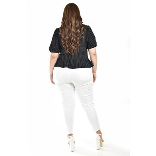 Foto 3 | Foto 3 | Blusa Con Detalle De Lazos Roman Fashion /tallas Extras, 1889 (negro Lineas) Negro