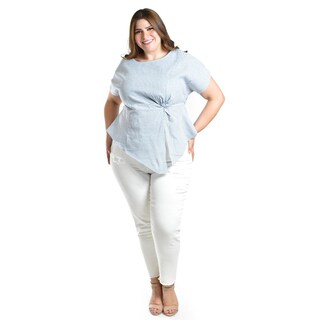 Foto 5 | Foto 5 | Blusa De Corte Asimetrico Roman Fashion /tallas Extras, 5107 (rayas Azul Marino) Azul Marino