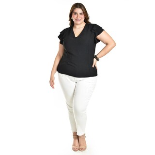 Foto 4 | Foto 4 | Blusa Con Volantes Roman Fashion / Tallas Extras, 1891 (negro) Negro