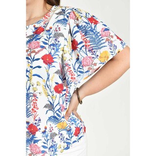 Foto 4 | Foto 4 | Blusa Estampada De Manga Corta Roman Fashion, Tallas Extras, 5118 (flor Azul) Azul
