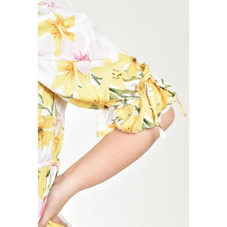 Foto 4 | Foto 4 | Blusa Floreada De Chiffon Roman Fashion /tallas Extras, 1826 (amarillo Flores) Amarillo