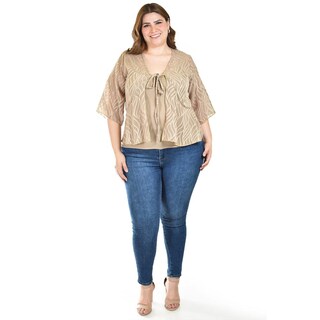 Foto 6 | Foto 6 | Ensamble Tipo Kimono Con Blusa Básica Roman Fashion / Tallas Extras, 1892 (cafe) Cafe