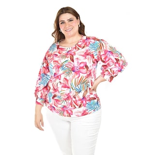 Foto 1 | Foto 1 | Blusa Estampado Floral Roman Fashion /tallas Extras, 1899 (rosa /flores) Rosa