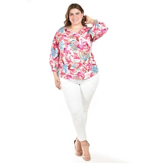Foto 4 | Foto 4 | Blusa Estampado Floral Roman Fashion /tallas Extras, 1899 (rosa /flores) Rosa