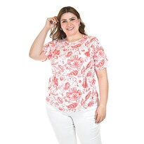 Blusa Estampada Con Cinturón Ajustable Roman Fashion/tallas Extras, 1895 (naranja) Naranja