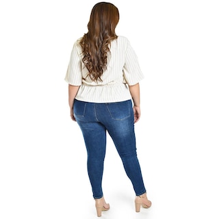 Foto 3 | Foto 3 | Blusa Con Moño Roman Fashion / Tallas Extras, 1832 (arena Líneas) Beige
