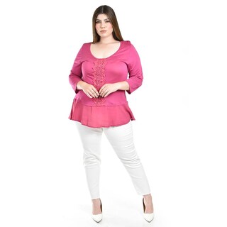 Foto 4 | Foto 4 | Blusa Con Detalle De Encaje Roman Fashion /tallas Extras, 182 (magenta) Fucsia Oscuro