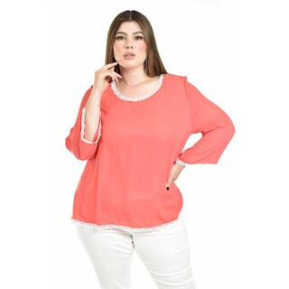 Foto 1 | Foto 1 | Blusa Con Detalles De Encaje Roman Fashion /tallas Extras, 1503 (coral) Coral