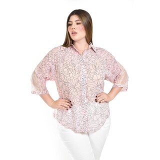 Foto 1 | Foto 1 | Blusa Transparente Con Encaje Roman Fashion /tallas Extras, 8041 (rosa) Rosa