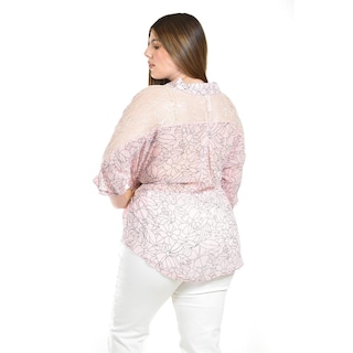 Foto 3 | Foto 3 | Blusa Transparente Con Encaje Roman Fashion /tallas Extras, 8041 (rosa) Rosa