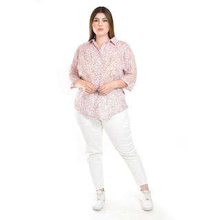 Foto 4 | Foto 4 | Blusa Transparente Con Encaje Roman Fashion /tallas Extras, 8041 (rosa) Rosa