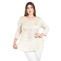 Blusa Con Detalle De Encaje Roman Fashion /tallas Extras, 182 (beige) Beige