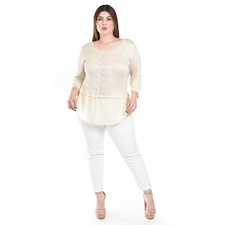 Foto 5 | Foto 5 | Blusa Con Detalle De Encaje Roman Fashion /tallas Extras, 182 (beige) Beige