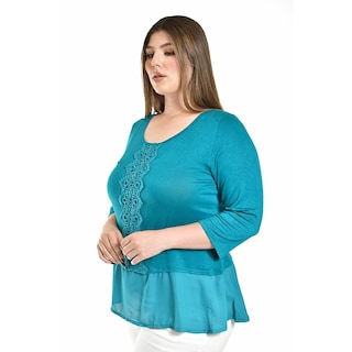 Foto 2 | Foto 2 | Blusa Con Detalle De Encanje Roman Fashion /tallas Extras, 182 (azul Claro) Azul