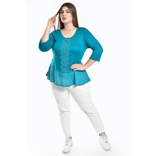 Foto 4 | Foto 4 | Blusa Con Detalle De Encanje Roman Fashion /tallas Extras, 182 (azul Claro) Azul