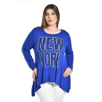 Blusa New York De Manga Larga Roman Fashion /tallas Extras, 169 (azul Rey) Azul