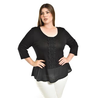 Foto 1 | Foto 1 | Blusa Con Detalle De Encanje Roman Fashion /tallas Extras, 182 (negro) Negro